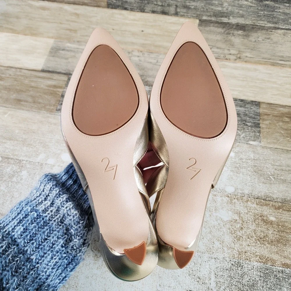 Naturalizer 27 Edit Felicia 4 Women Pump Sz 9 Gold Leather Slingback Pointed Toe